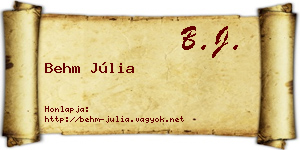 Behm Júlia névjegykártya